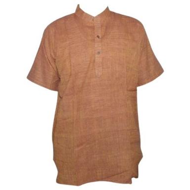 Breathable Stylish Half Sleeves Casual Wear Plain Cotton Khadi Kurta For Mens